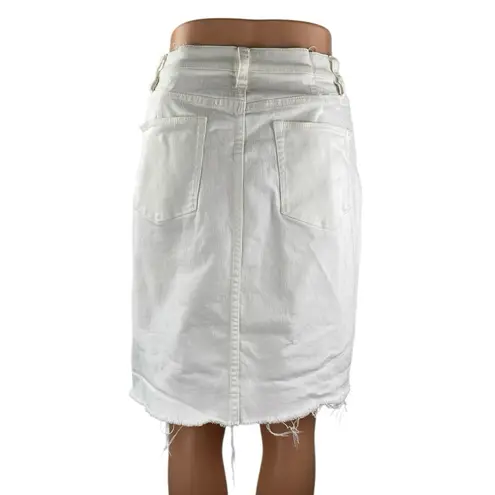 J.Crew Women's White High Waisted Frayed Pencil Mini Denim Jean Skirt Size 28