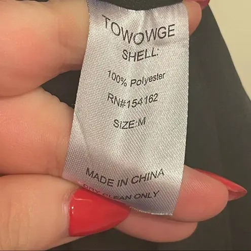 Towowge Black Floral Short Sleeve Ruffle Midi Dress Size Medium