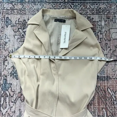Lafayette 148 New York Sleeveless Trench Coat Dress Khaki Tan 100% Cotton Size 6