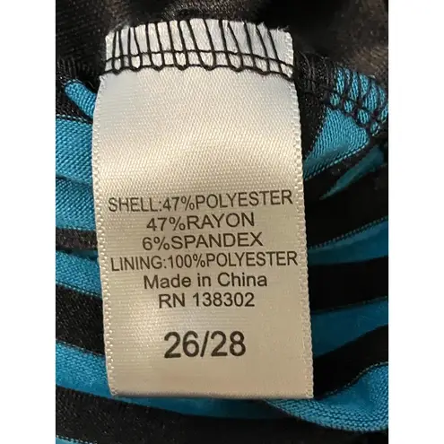 Avenue Black and Blue Stripe Tiered Maxi Dress Size 26/28