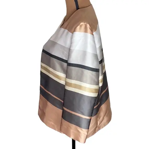 Lafayette 148 Leo striped silk blend open minimalist neutral jacket size L