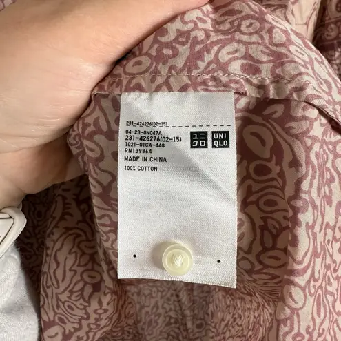 Anna Sui x Uniqlo Peasant Boho Printed Bishop Sleeve Blouse Mauve Size XS