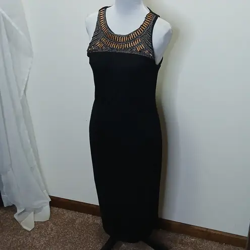 Massimo black beaded tank maxi dress size small