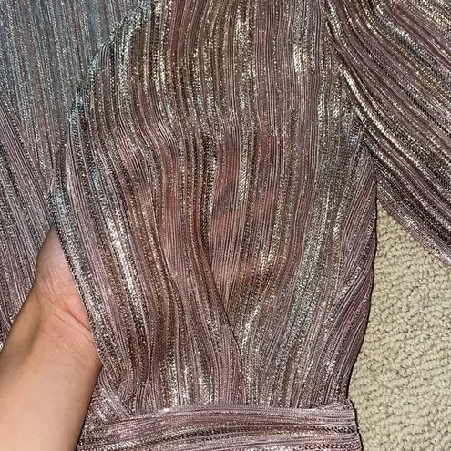 Maje Pleated Metallic Pink Dress