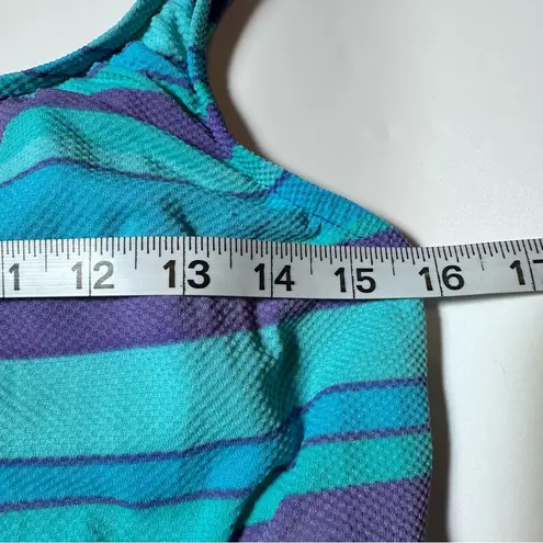 Vintage 90s One Piece Blue Stripes Bathing Suit Swimsuit Medium
