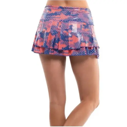 Lucky In Love Reflex Stitch Down Shine Print Tiered Skirt Skort Sz M Xx1345 Size M