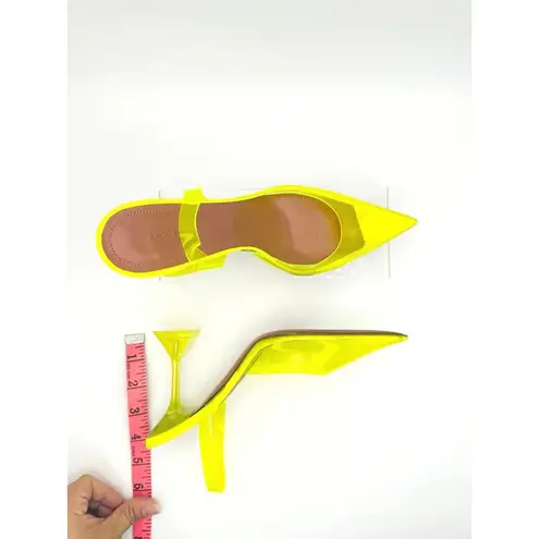Amina Muaddi NEON YELLOW PVC HOLLI SLING PARTY HEELS size 37