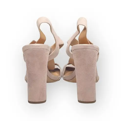 Halston Heritage ⌘ T Strap Ankle Strap Heeled Open Toe Sandals ⌘ Pink Suede ⌘ 9M