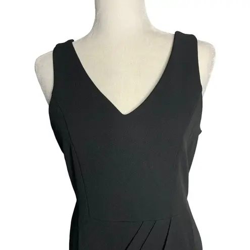 Missjoy Wrap Skirt Sheath Dress S Black V Neck Sleeveless Zip Pleated Draped Size undefined