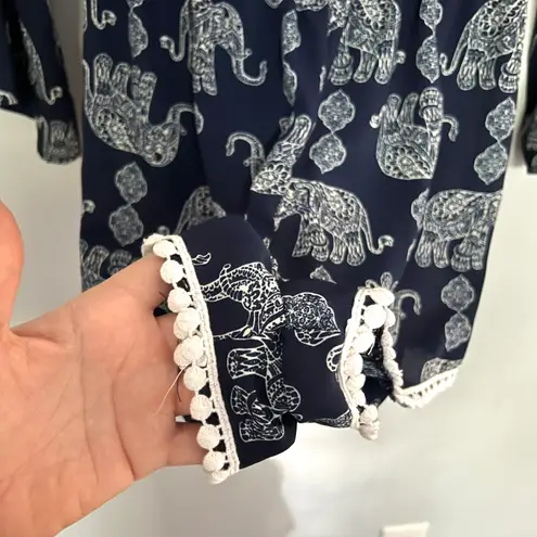 Jesse & J navy Blue White Elephant Romper Jumpsuit