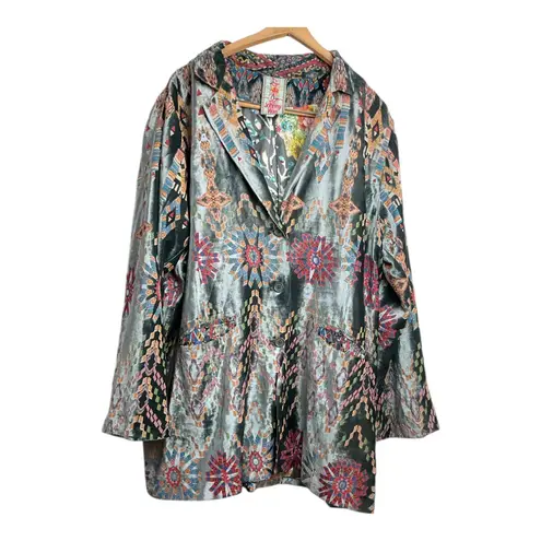 Johnny Was Alika Velvet
Geometric Silk Blazer Bohemian XXL