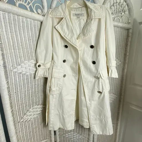 Laundry by Design Ivory Trench Coat | | Belted Double Breasted Jacket L