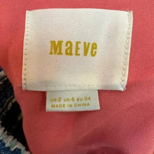 Anthropologie  Maeve Bohemian One Shoulder Gingham Waverly Plaid Dress Size 2 XS