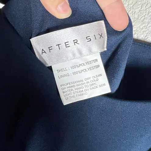 After Six Dessy Gown Size 10 Crepe V-Back Navy Blue Dress Bridesmaid Wedding