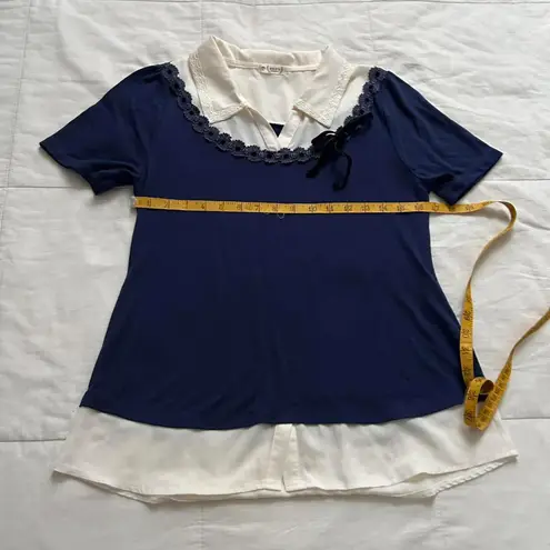 Axes Femme navy and white prestyled layered look tee Blue Size M