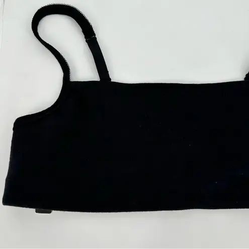 SKIMS Logo Pointelle Scoop Neck Bralette in Size 2X Color Soot Black NWT