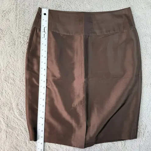 Isaac Mizrahi Pencil Skirt Silk Career Office Brown Skirt Sz 8 Career Minimalist