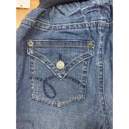 Motherhood Maternity New Oh Baby Capri Jeans Womens Med Dark Wash Over Belly