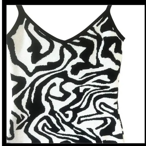 Say What? Say What? Zebra Black White Knitted Mini Strappy Dress S
