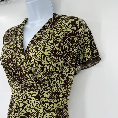 Vintage JKLA Y2K Babydyoll Top Sz L Festival Indie Art Brown Brown Baroque USA Size L