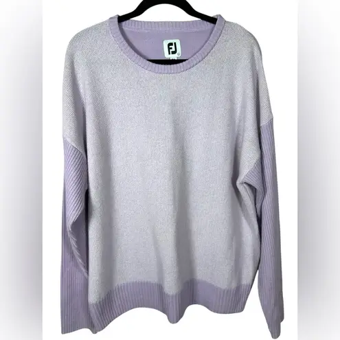 FootJoy Golf Women’s Lilac Purple Wool Blend Crew Neck Cable Ribbed Sweater XL
