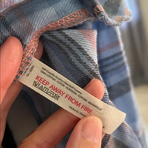 FP Sunday morning, sleep shirt, light blue flannel pop over polo collared top S