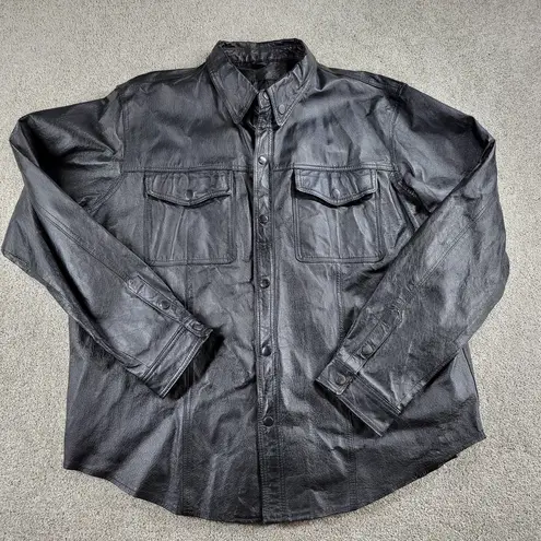 Bikers Dream Apparel Womens Moto Shacket 4XL Black Leather Button Down Size undefined