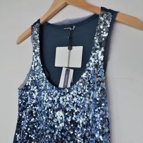 Magaschoni NEW Sequin Tank Top, Silk/wool blend, Blue, M