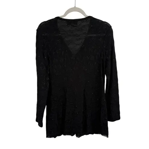 St. John Evening Black Sheer Cardigan Jacket Witchy Whimsigoth FLAW Womens 6