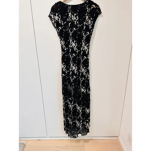 Vtg Y2K 90s Dress Size Medium Black Floral Print Fringe Witchy Whimsy Goth