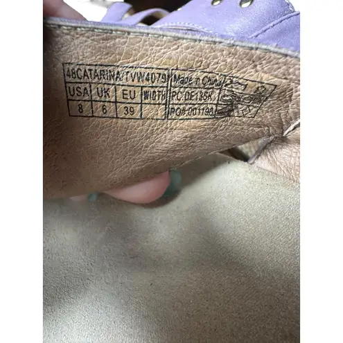 Vionic Sandals Purple Ankle Strap Wedge Heel Shoes Size 8 Leather Bling #S2-1