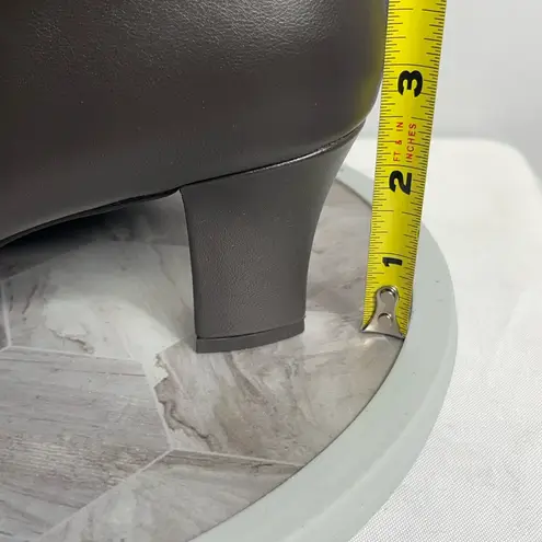 Easy Street FALCON Brown Snakeskin-Trimmed Ankle Booties Size 9.5W Pointed Toe Heels