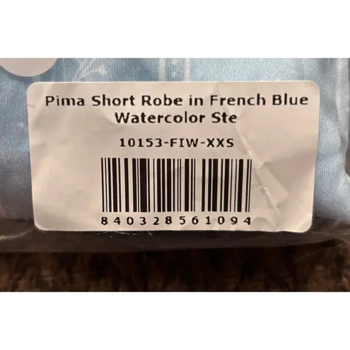 Lake Pajamas pjs Pima Short Robe in French Blue Watercolor Stems NEW NWT XXS