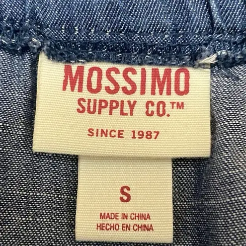 Mossimo Blue Sleeveless Tie Knit Ruffle Chambray Cami Tank Romper Shorts Size S