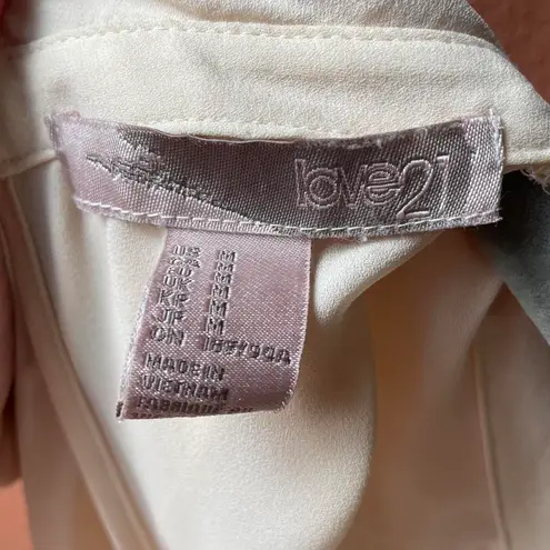 Ivory Cream Long Sleeved Semisheer Blouse Size M