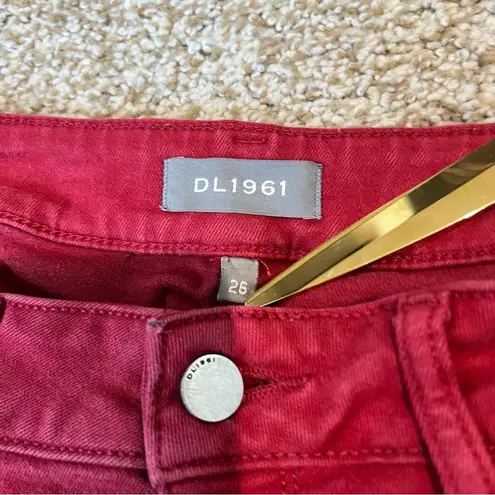 DL1961 Margaux Mid-Rise Instasculpt Ankle Skinny Red Size 26