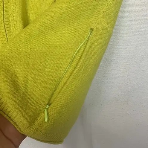 Title Nine womens medium yellow full zip sweater flaw long sleeve cardigan neon