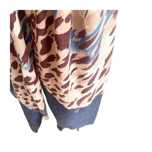 Animal And Denim Blue Print Boutique Scarf Oversized Lightweight