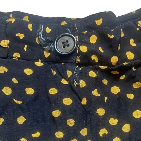 Claude Womens Small Vintage 1990s Black Yellow Polka Dot High Rise Flowy Shorts
