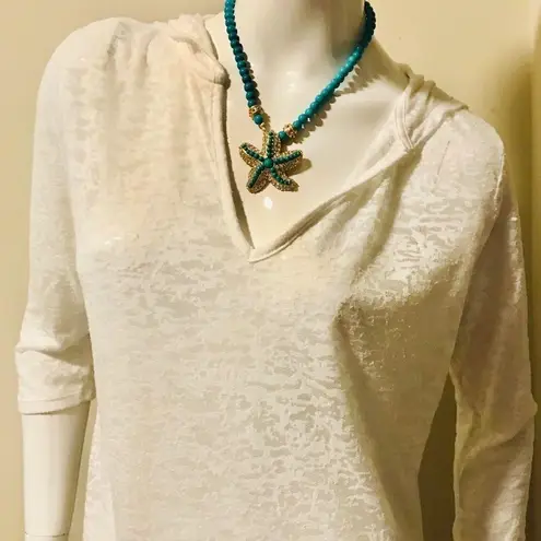 Akini Swimsuit Cover Up Lace Hooded Swimwear Ivory Medium