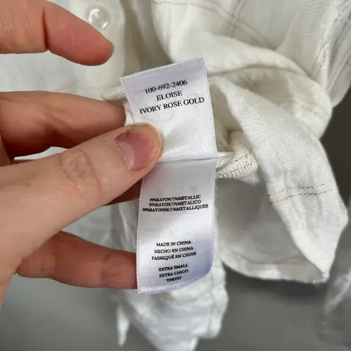 Rails Eloise Ivory Rose Gold Plaid Button Down Long Sleeve Flannel Shirt XS