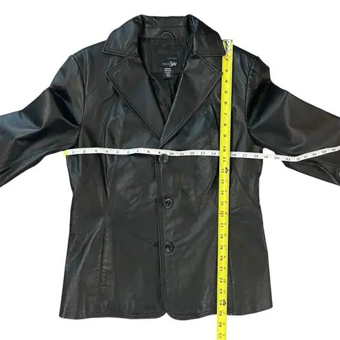 East 5th  Vintage Y2K Genuine Leather Jacket Black Button Up Blazer Womens Medium