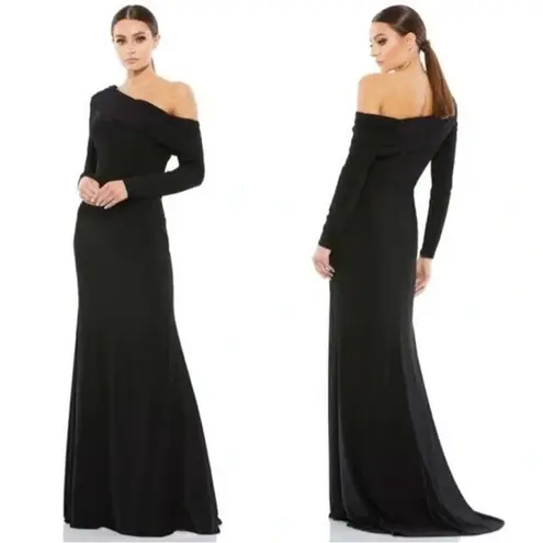 Mac Duggal 26595 Black One Sleeve Off Shoulder Dress Size 4
