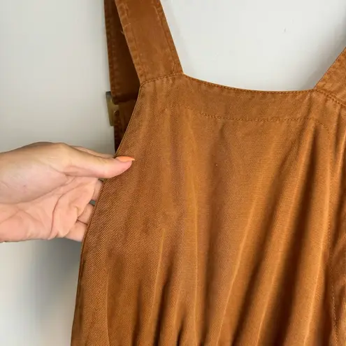 ZARA NWT  Caramel Overall Jumpsuit Sz Medium Lyocell Relaxed Straight Leg