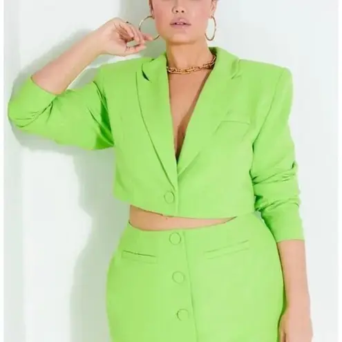 Eloquii spring cropped blazer dress in green, size 20