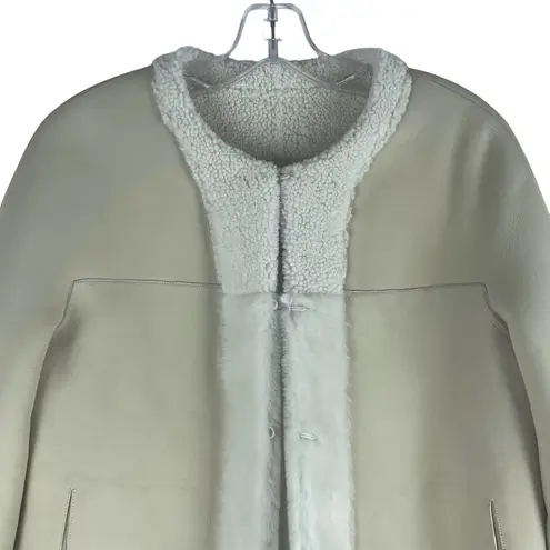 Loro Piana Collarless Fur Jacket White Lambskin Reversible Size 46 Large