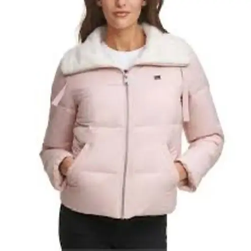 Levi Strauss & CO. Levi's Faux-Sherpa-Lined Bomber Puffer Jacket XL- soft pink