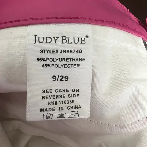 Judy Blue Straight Leg Pants Pink Faux Leather High Waist Tummy Control Size 29
