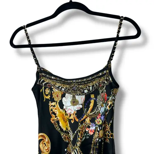 Camilla A Night In The 90s Short Bias Silk Crystal Cowl Neckline Slip Mini Dress