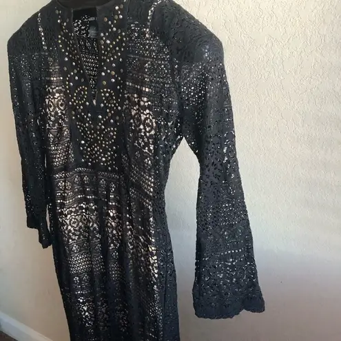 Colleen Lopez mesh lace floor length dress size 2 Black
